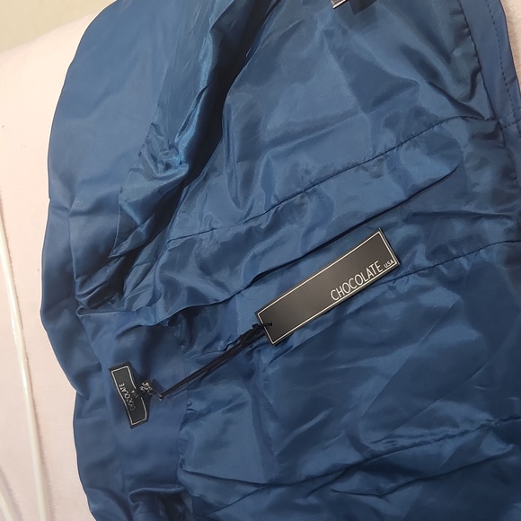 BLUE RAYON POLY MOTO JACKET - Picture 5 of 5